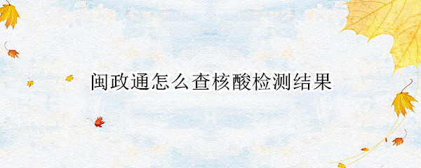 闽政通怎么查核酸检测结果（闽政通怎么查核酸检测结果在哪里查）