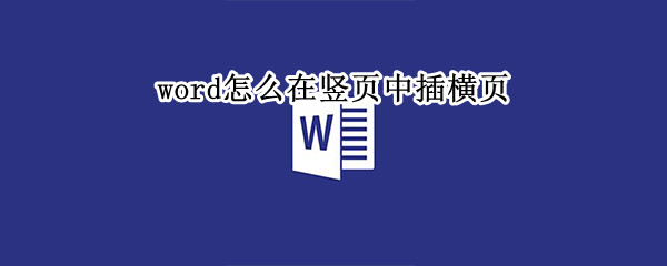 word怎么在竖页中插横页 word怎么在竖页中插横页