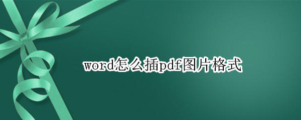 word怎么插pdf图片格式（word怎么插pdf图片格式移动）