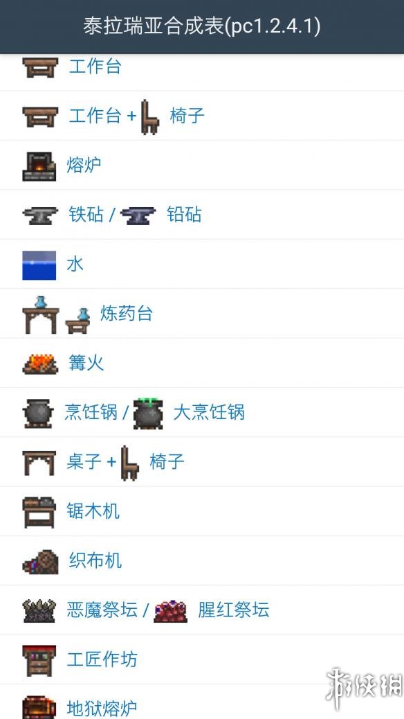 泰拉瑞亚全工作台图文大全 泰拉瑞亚工作台合成表大全