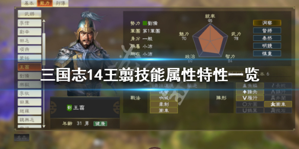 三国志14王翦好用吗 三国志14王肃