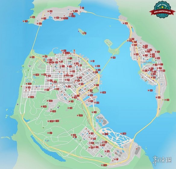 看门狗2地图分享 看门狗2全地区物品建筑位置一览