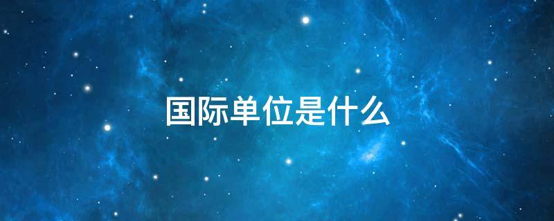 国际单位是什么（国际单位是什么意思）