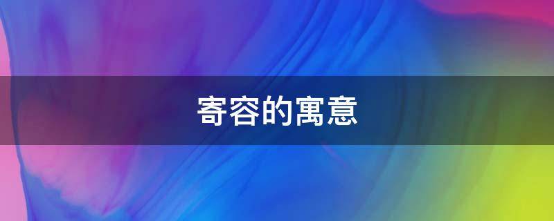 寄容的寓意 容名字的寓意