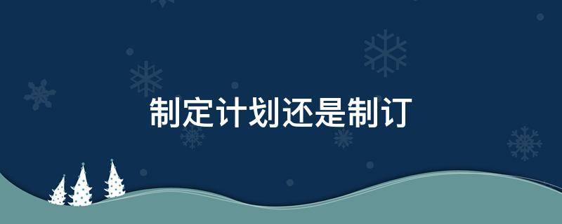 制定计划还是制订（制定计划怎么制定）