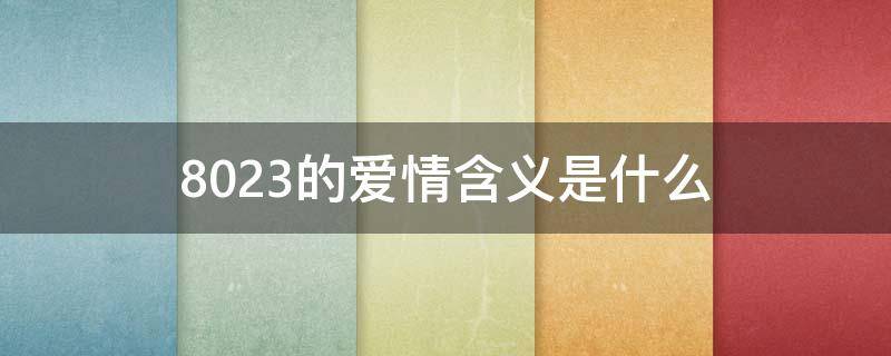 8023的爱情含义是什么 8023的爱情含义是什么意思