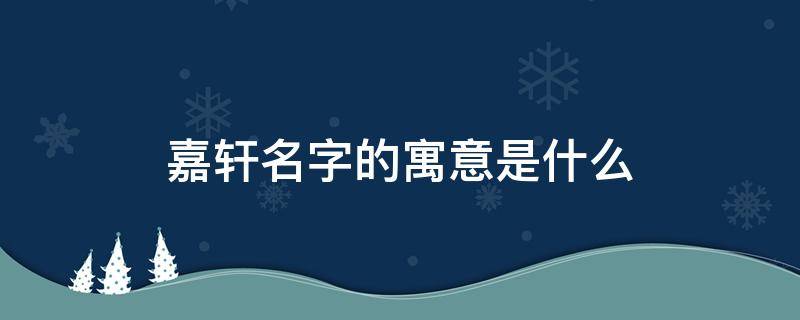 嘉轩名字的寓意是什么（嘉轩男孩名字寓意）