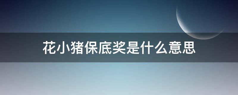 花小猪保底奖是什么意思 花小猪保底收入最高保底是什么意思