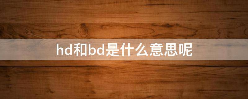 hd和bd是什么意思呢 hd和bd是什么意思呢