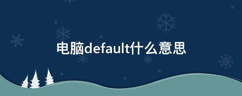 电脑default什么意思（电脑default怎么解决）