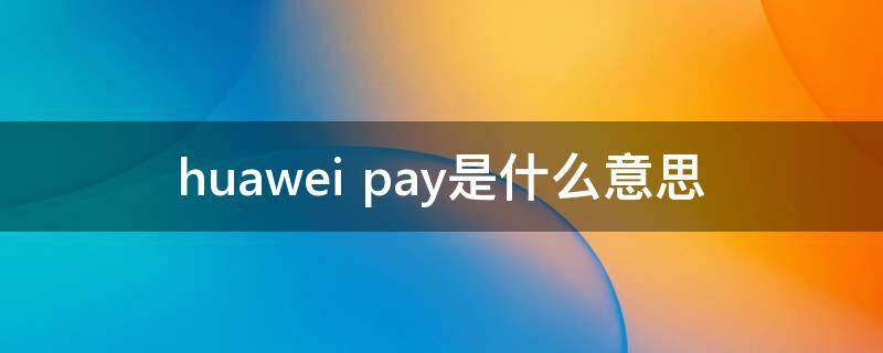 huawei pay是什么意思