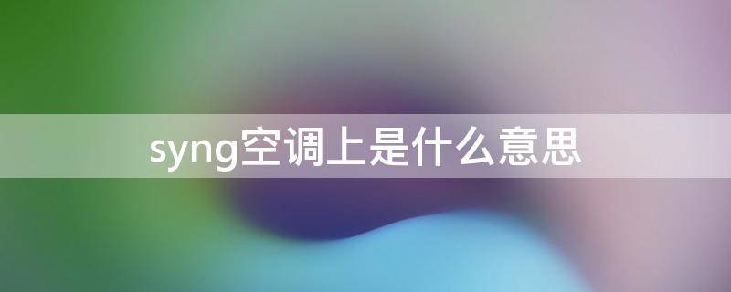 syng空调上是什么意思 空调s表示什么意思
