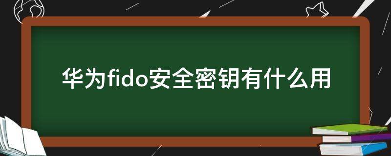 华为fido安全密钥有什么用 华为fido安全密钥有什么用怎么使用视频