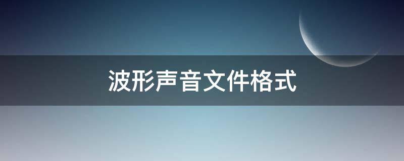 波形声音文件格式（波形声音文件格式转换）