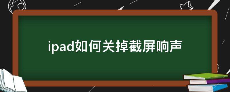ipad如何关掉截屏响声 ipad怎么关闭截屏的声音