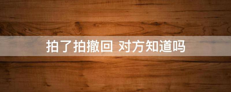 拍了拍撤回（拍了拍撤回了对方看得到吗）