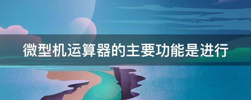 微型机运算器的主要功能是进行（微型机运算器的主要功能是进行什么）
