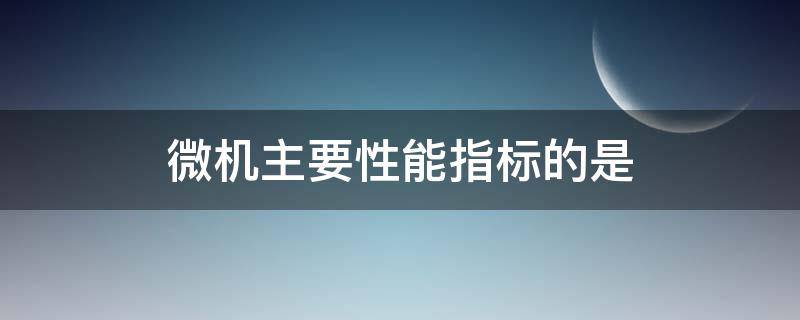 微机主要性能指标的是（微机主要性能指标是哪些）