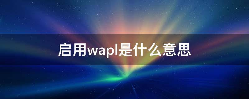启用wapl是什么意思（苹果手机启用wapl是什么意思）