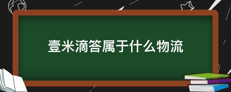 壹米滴答属于什么物流（壹米滴答属于什么物流怎么样）
