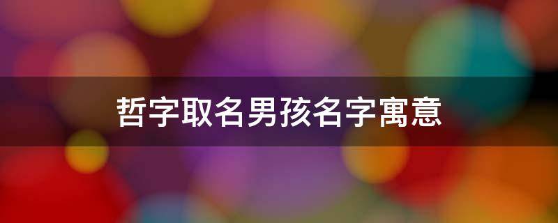 哲字取名男孩名字寓意（哲字取名男孩名字寓意怎么样）