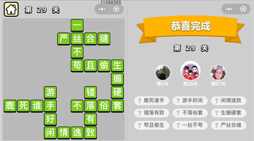 成语升官记第29关答案是什么 成语升官记249关答案