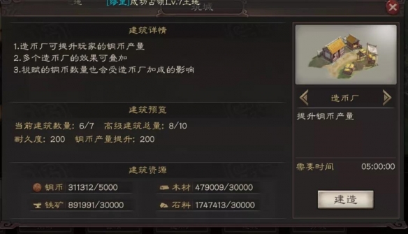 三国志战略版造币厂几级划算