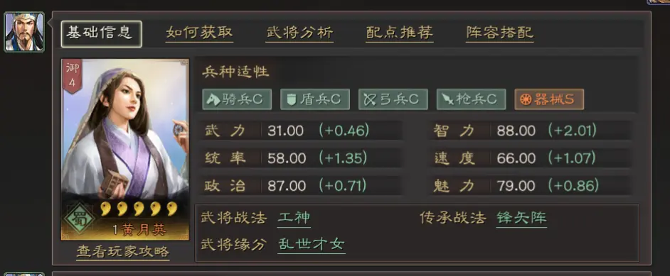 三国志战略版黄月英开荒阵容推荐