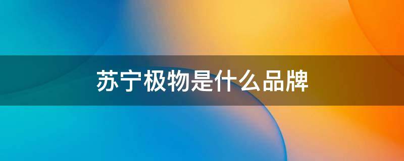 苏宁极物是什么品牌（什么叫苏宁极物）