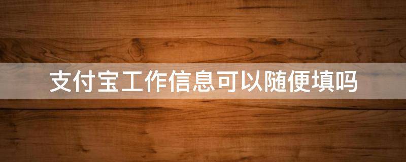 支付宝工作信息可以随便填吗 支付宝工作单位能随便填吗