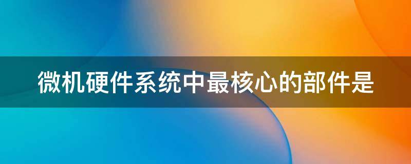 微机硬件系统中最核心的部件是 微机硬件系统中最核心的部件为