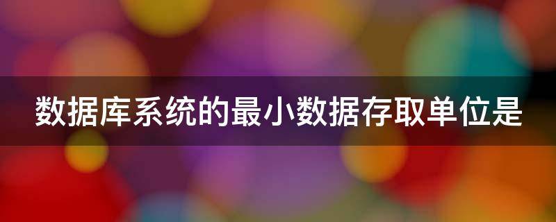 数据库系统的最小数据存取单位是 数据库系统的最小数据存储单位