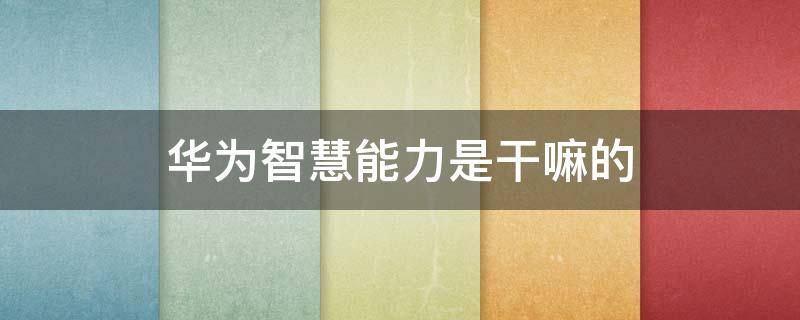华为智慧能力是干嘛的（华为手机里的华为智慧能力是干嘛的）