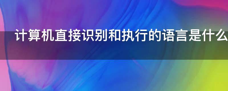 计算机直接识别和执行的语言是什么 计算机直接识别和处理的程序语言是