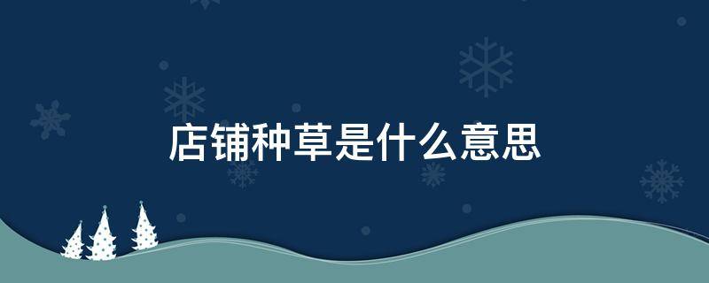 店铺种草是什么意思 淘宝店铺种草是什么意思