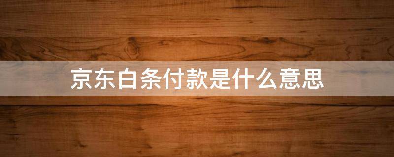 京东白条付款是什么意思 京东白条付款是啥