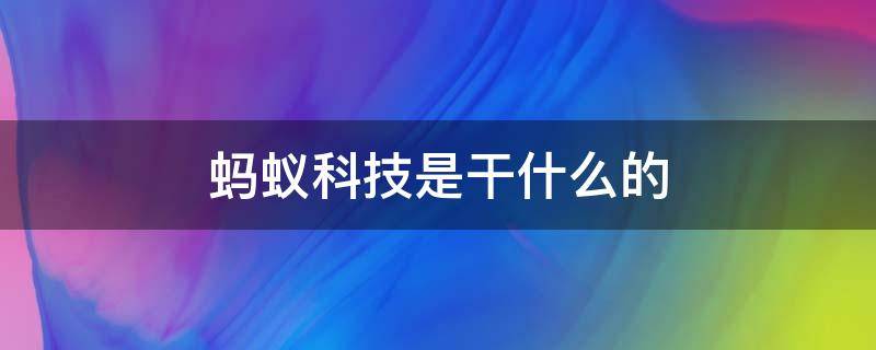 蚂蚁科技是干什么的（蚂蚁科技是什么公司）