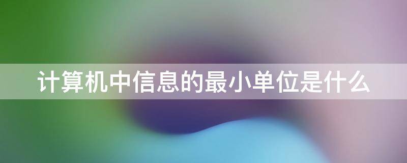 计算机中信息的最小单位是什么 在计算机中信息最小的单位是什么
