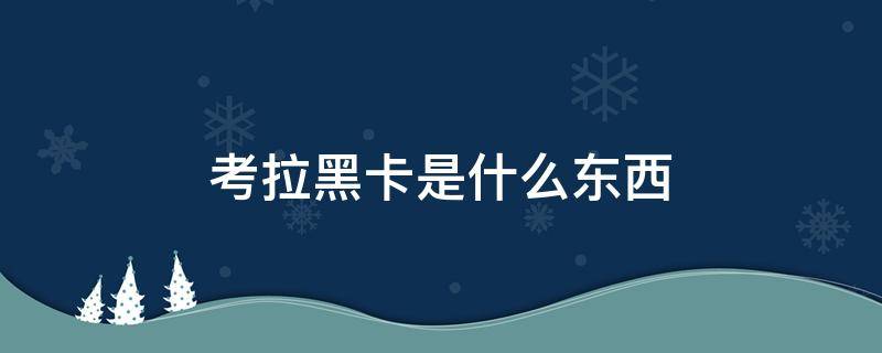 考拉黑卡是什么东西（考拉黑卡日是什么）