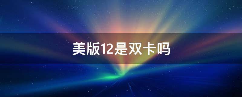 美版12是双卡吗 美版苹果12也是双卡吗