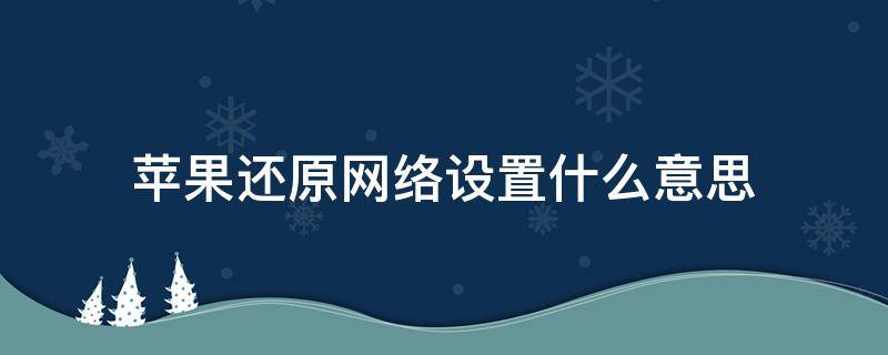 苹果还原网络设置什么意思（苹果系统还原网络设置什么意思）