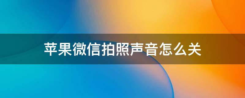 苹果微信拍照声音怎么关 苹果微信拍照时声音怎么关