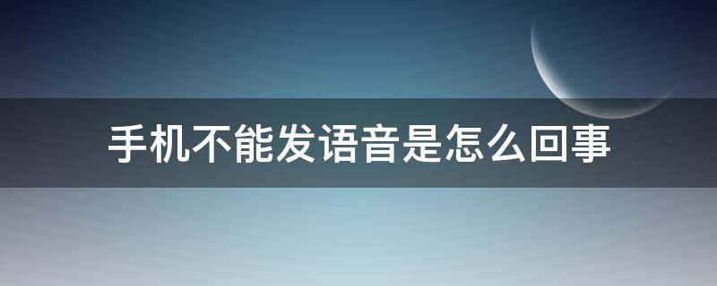 手机不能发语音是怎么回事 手机不能发语音咋回事