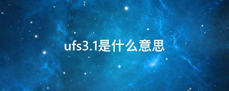 ufs3.1是什么意思 UFS3.1是什么意思