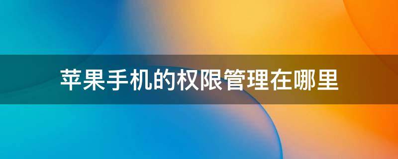 苹果手机的权限管理在哪里（苹果手机的权限管理在哪里看）