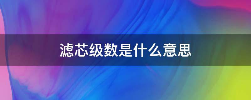 滤芯级数是什么意思（滤芯有多少级）