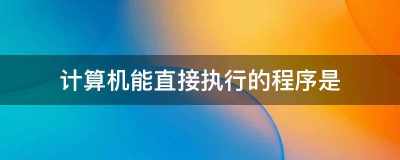 计算机能直接执行的程序是 计算机能直接执行的程序是用( 程序设计语言编写的