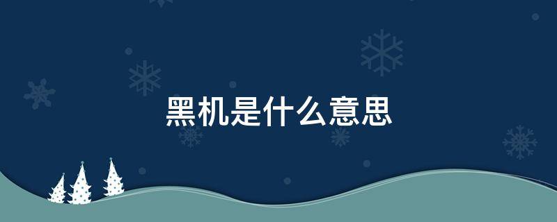 黑机是什么意思（苹果黑机是什么意思）
